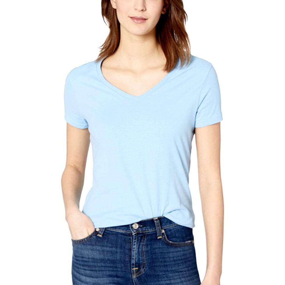 🎁 DEX⚡️Sky Blue High-Low Curved Hem Side Top_XS